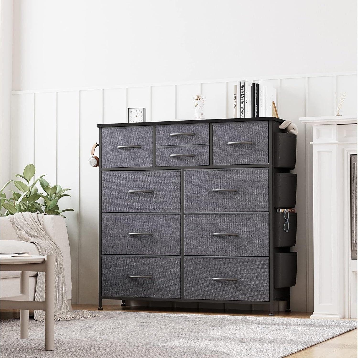 Commode à 10 tiroirs en tissu pour placard de rangement, unité de rangement pour chambre à coucher