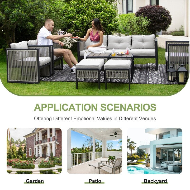 FINCATI 10 PCS Outdoor Patio Sectional Furniture Modern Luxury Wicker Sofa Sets with