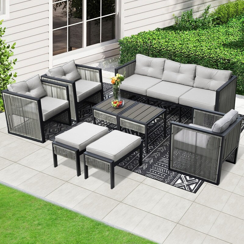 FINCATI 10 PCS Outdoor Patio Sectional Furniture Modern Luxury Wicker Sofa Sets with