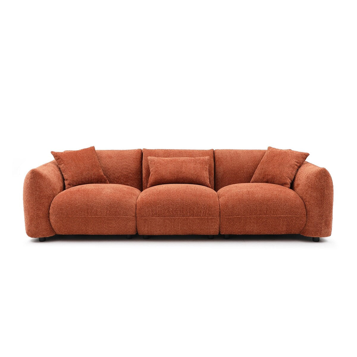 Upholstered Comfortable Soft Lamb Down White Sectional Sofa Couch with Ottoman