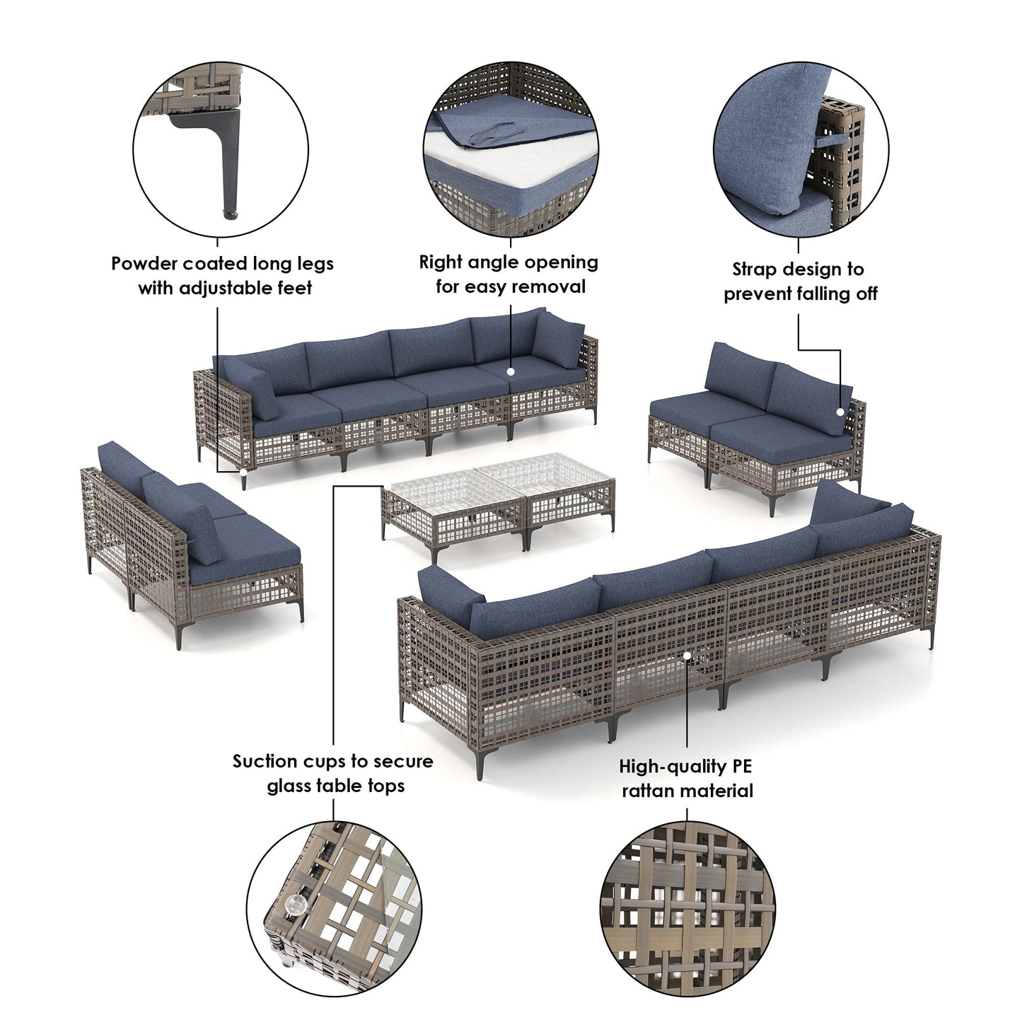 Outdoor Patip Sectional Seating Group with Cushions
