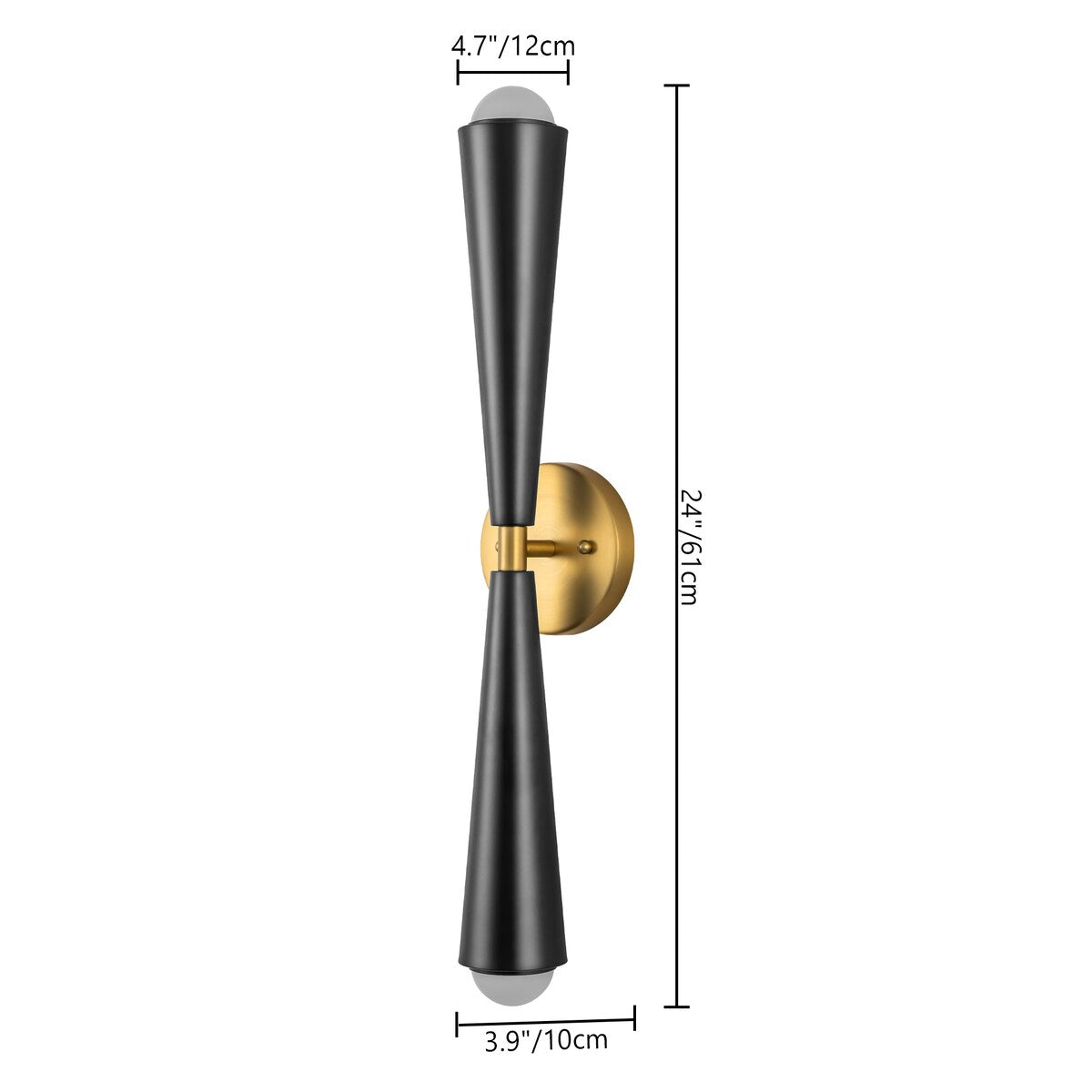 2-Light Up & Down Dual Cone Vanity Light Horn Hourglass LED Wall Sconce