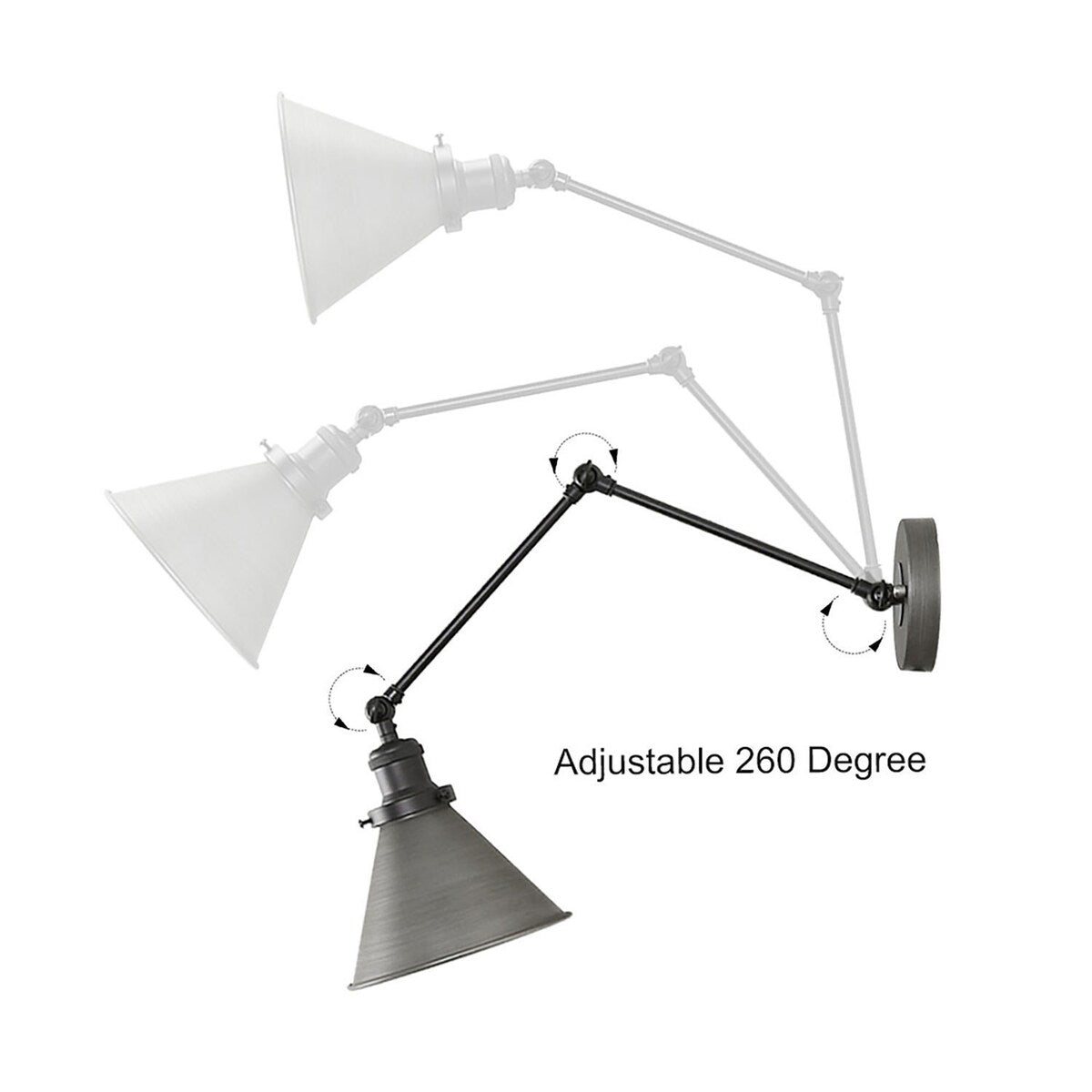 Malryn Set of 2 Modern Adjustable Swing Arm Lights Plug-in/Hardwired Wall Sconces