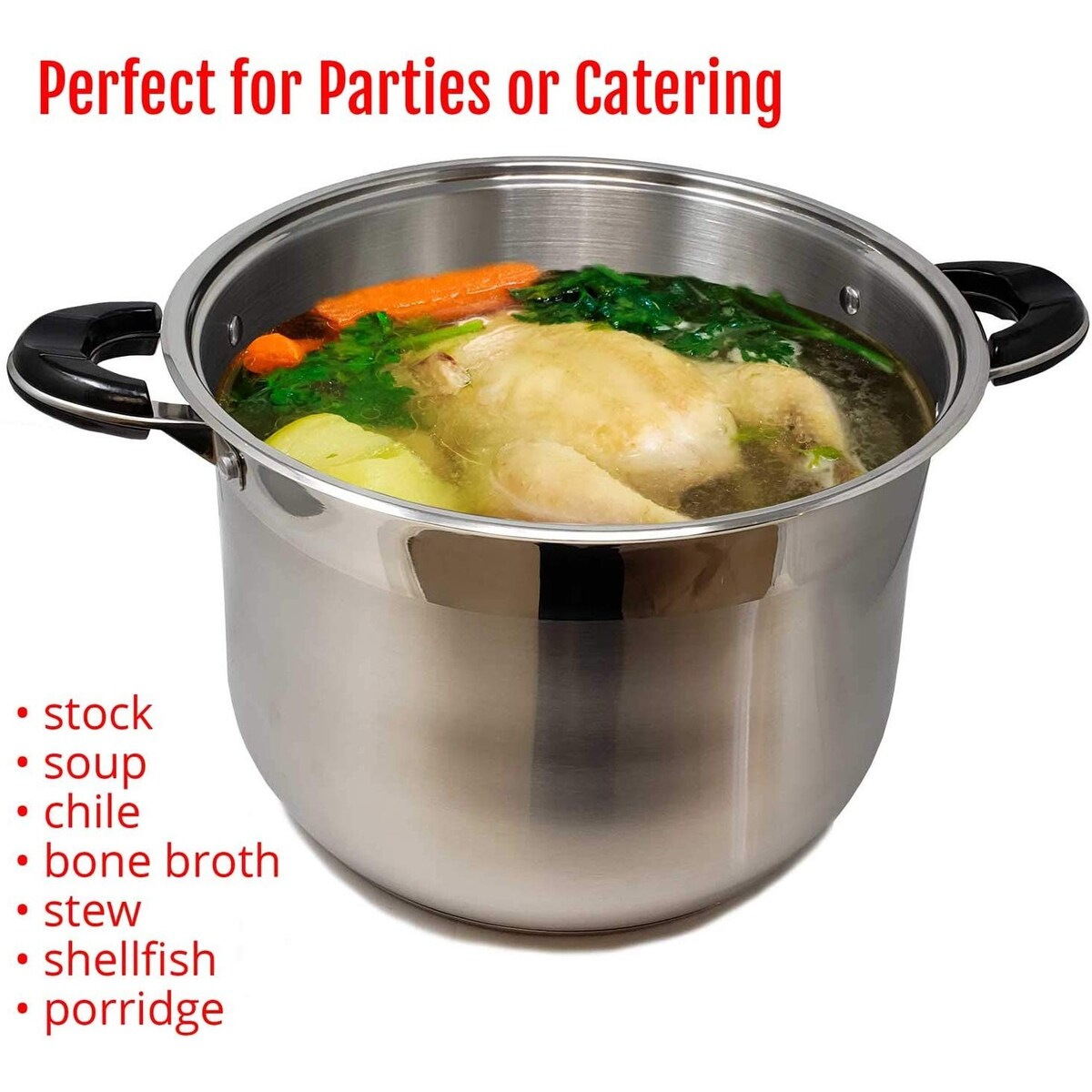 20 Qt Stainless Steel Tri-Ply Clad Heavy Duty Gourmet Stock Pot