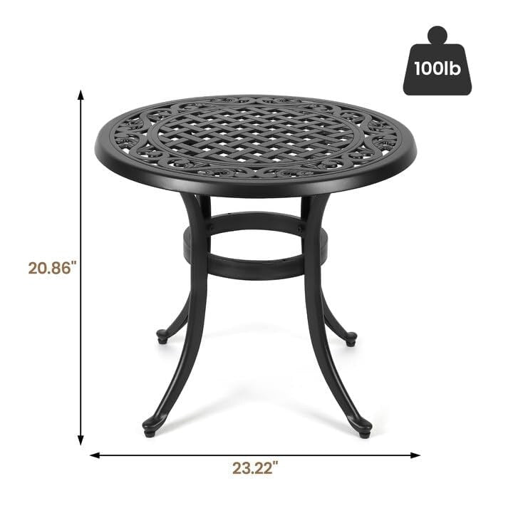 23.22 Round Cast Aluminum Outdoor Bistro Table,Mosaic Outdoor Round Side Table