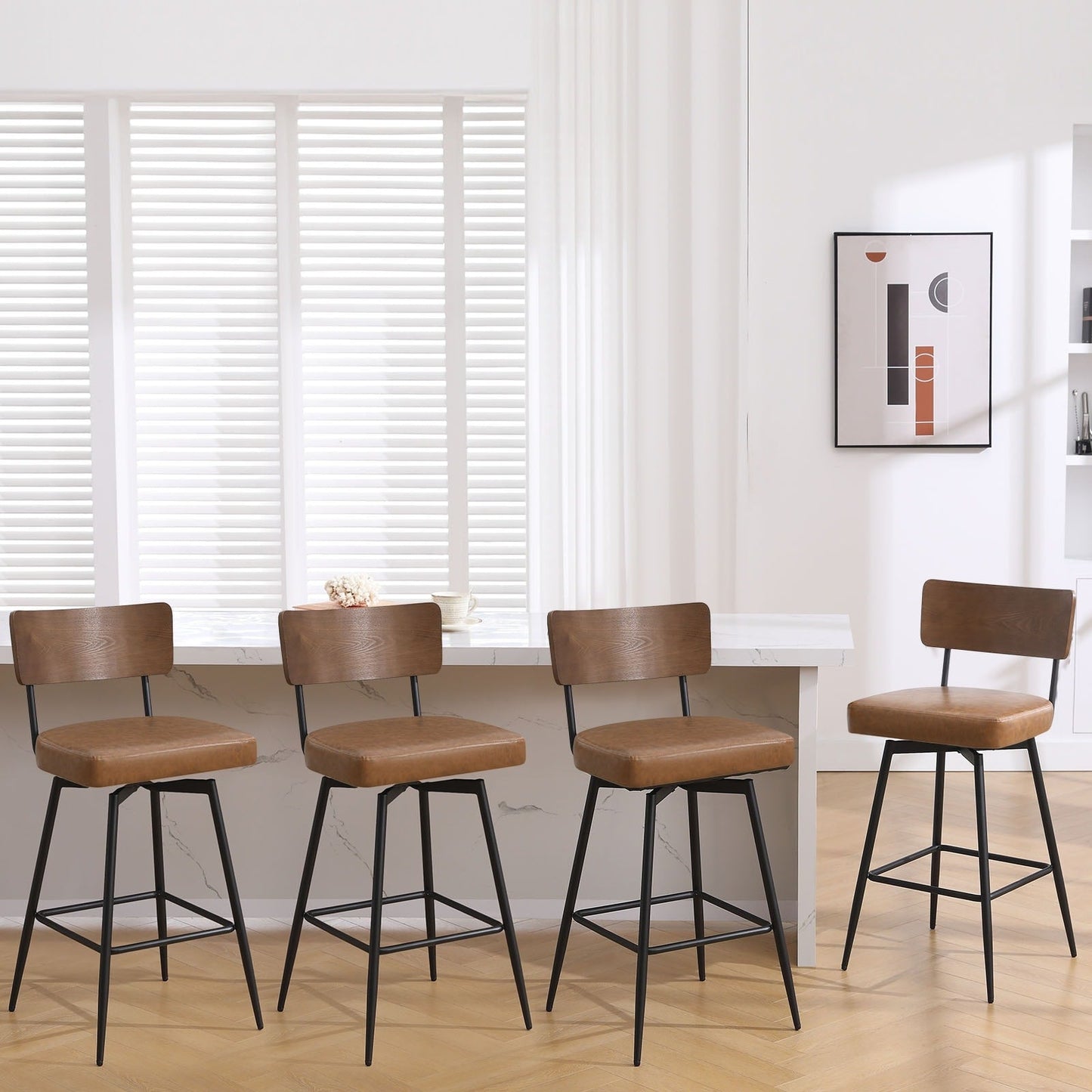 Faux Leather Upholstered Swivel Counter/Bar Stools Set of 2/3/4