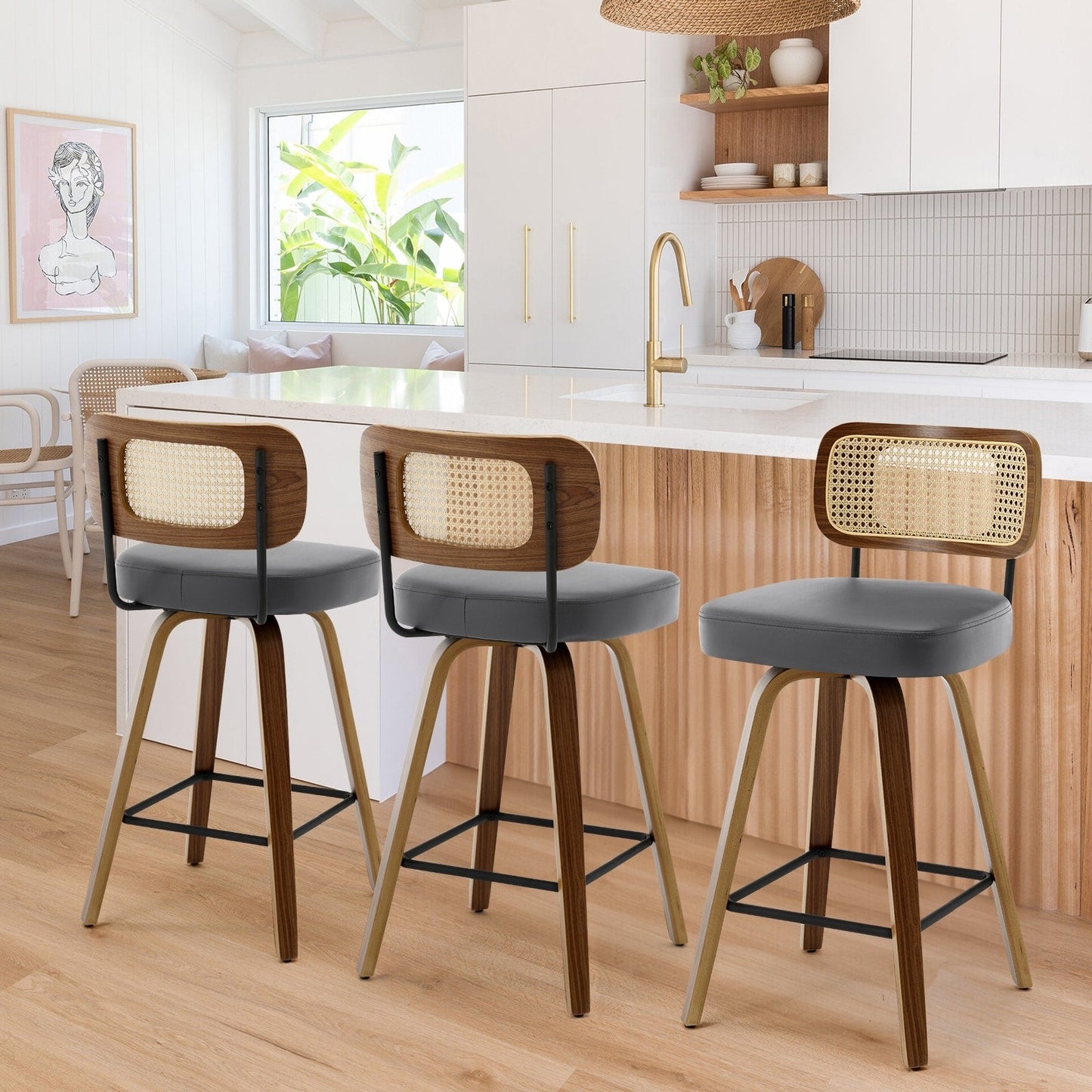 26/29 Swivel Bar Stools/ Counter Stools with Bentwood Legs