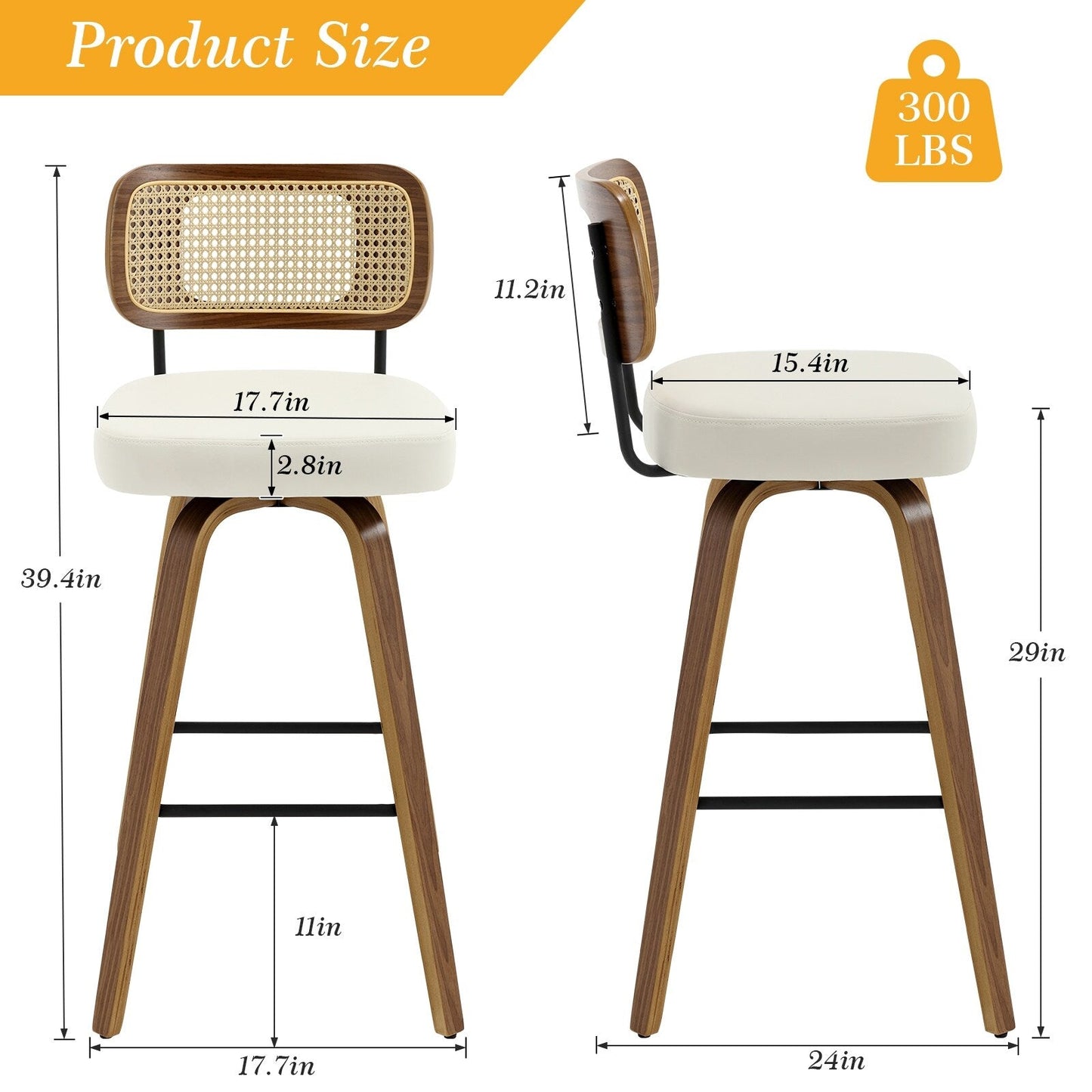 26/29 Swivel Bar Stools/ Counter Stools with Bentwood Legs