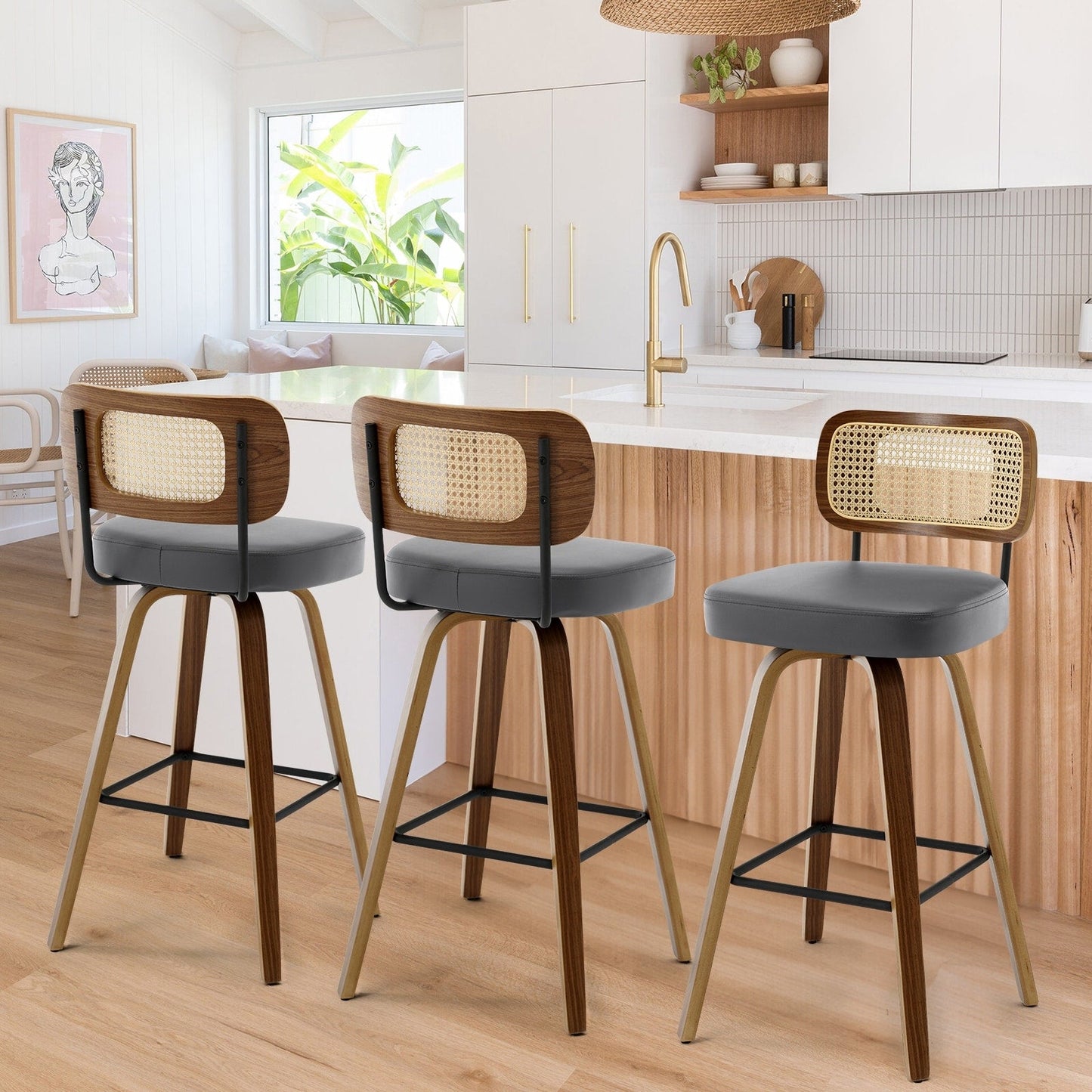 26/29 Swivel Bar Stools/ Counter Stools with Bentwood Legs