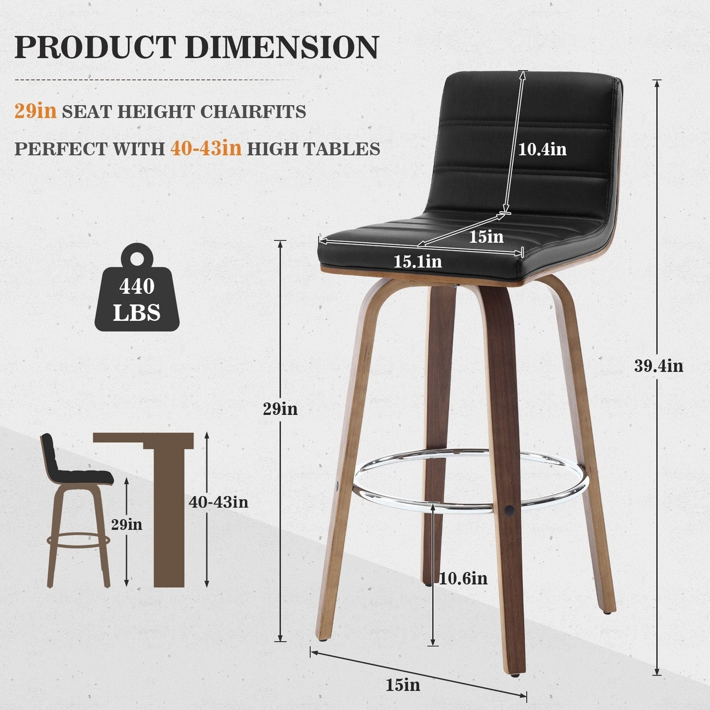 26/29 Faux Leather Swivel Bar/Counter Stools, Set of 2/3