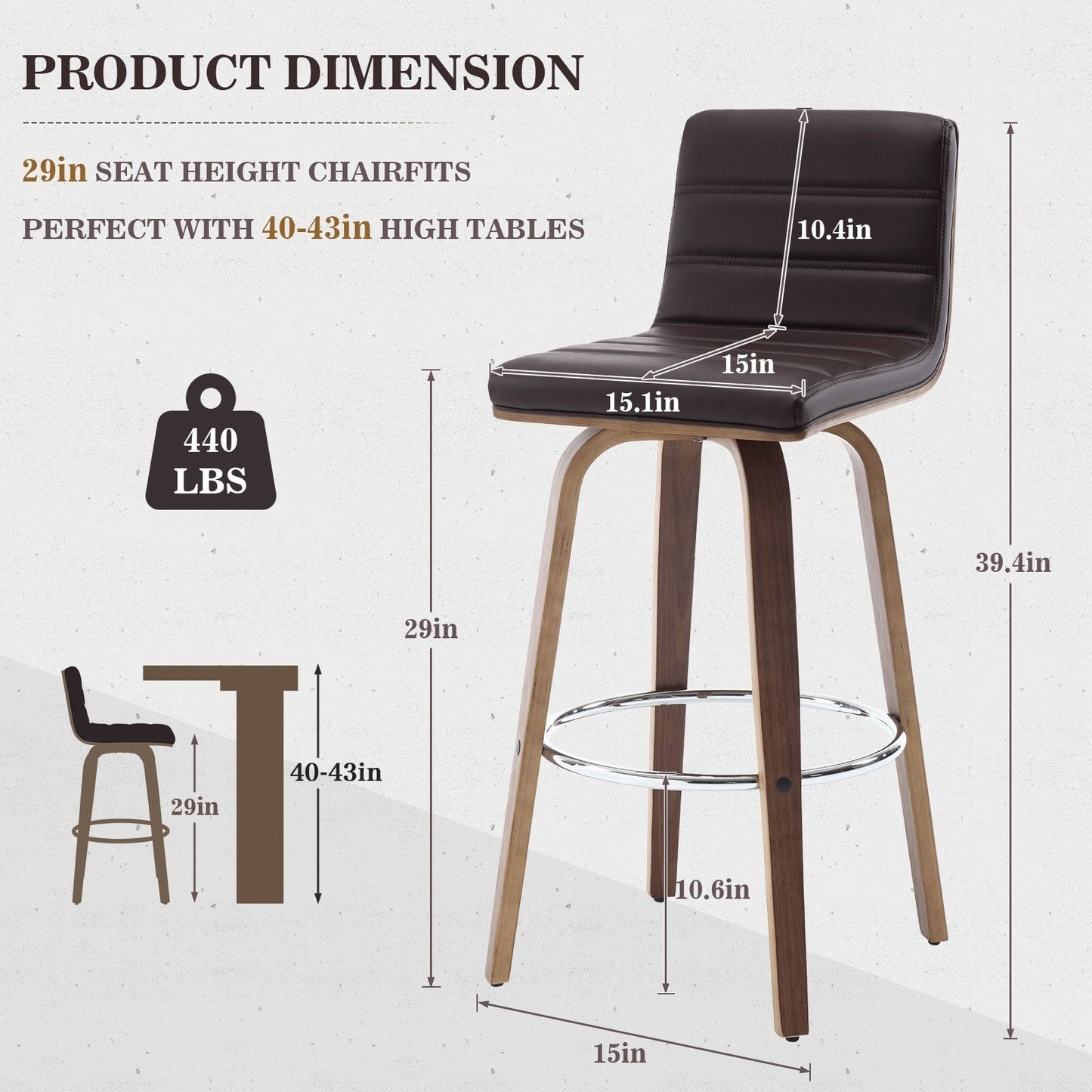 26/29 Faux Leather Swivel Bar/Counter Stools, Set of 2/3