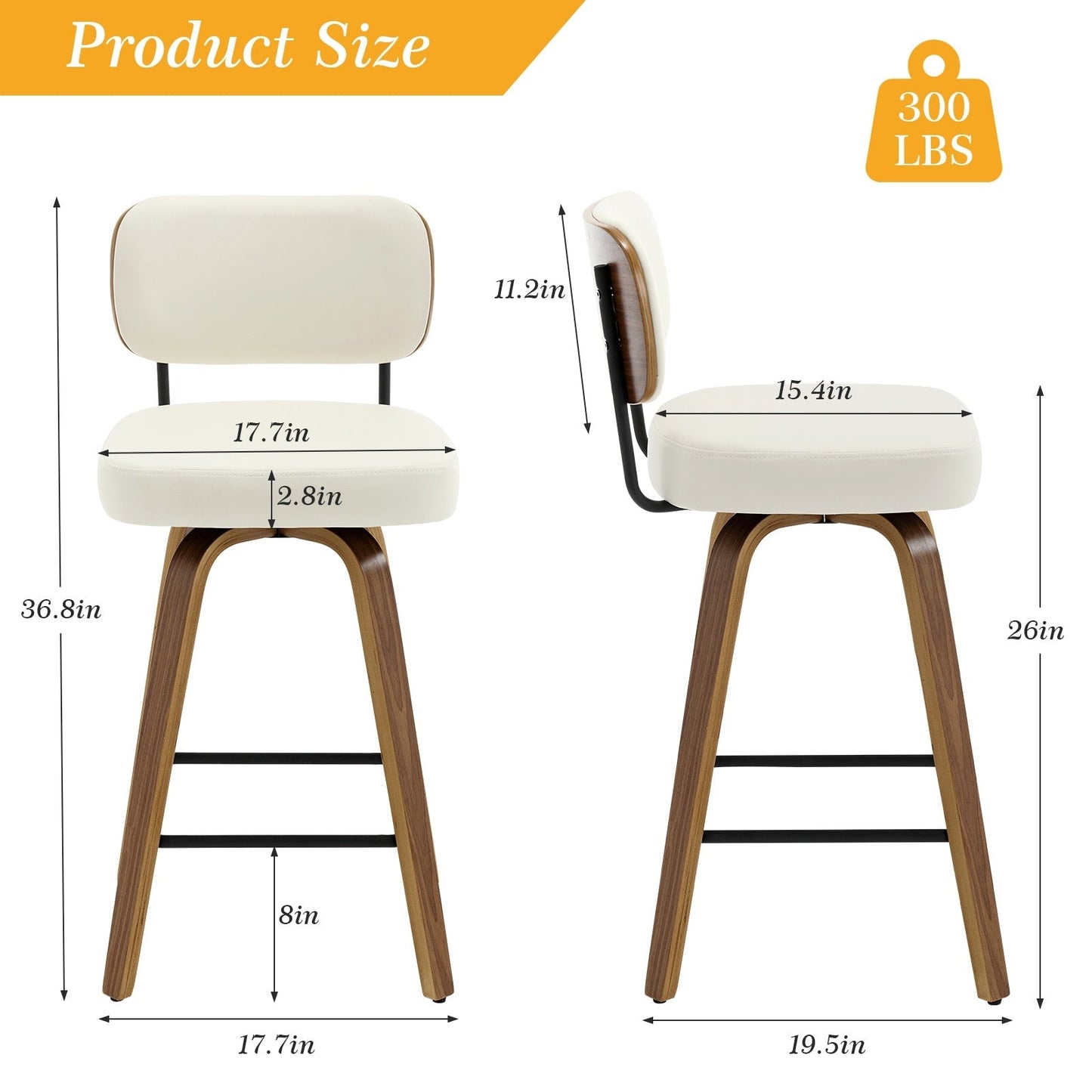 26/29 Swivel Bar Stools/ Counter Stools with Bentwood Legs