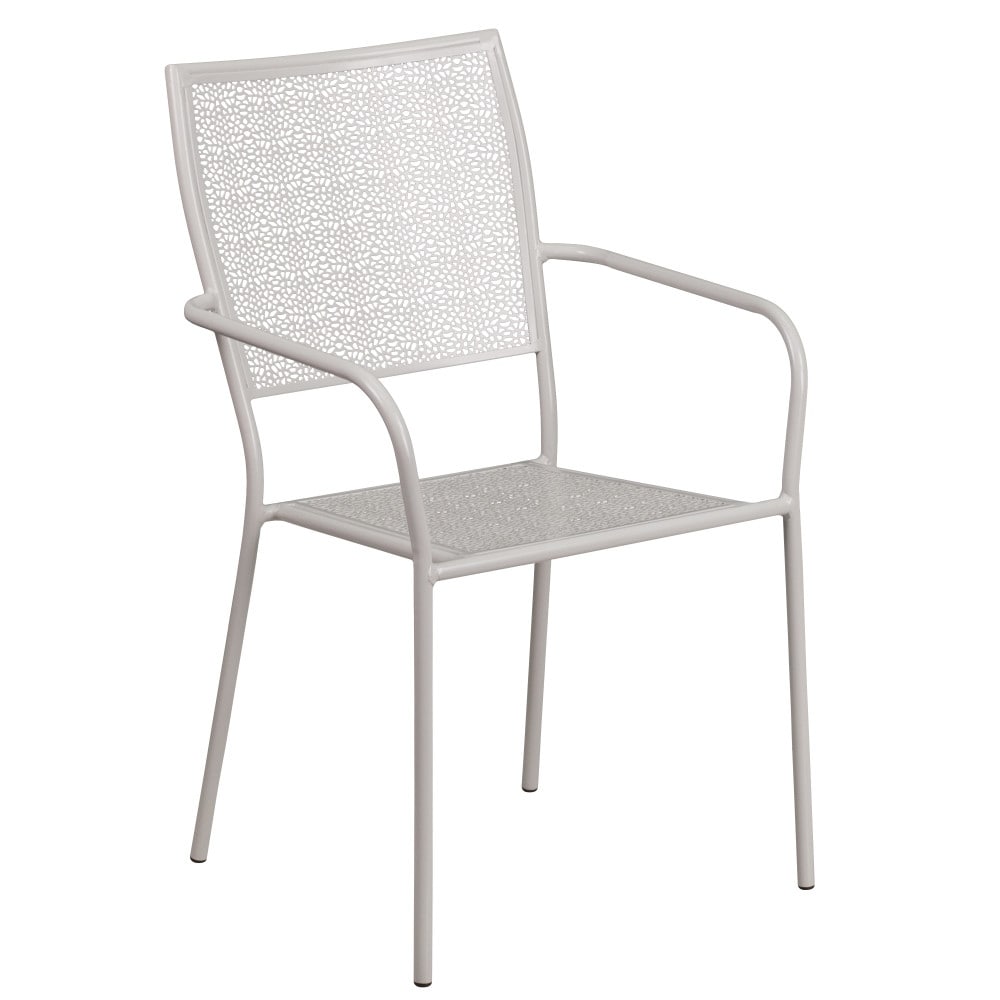 28'' Square Indoor-Outdoor Steel Patio Table Set with 2 Square Back Chairs