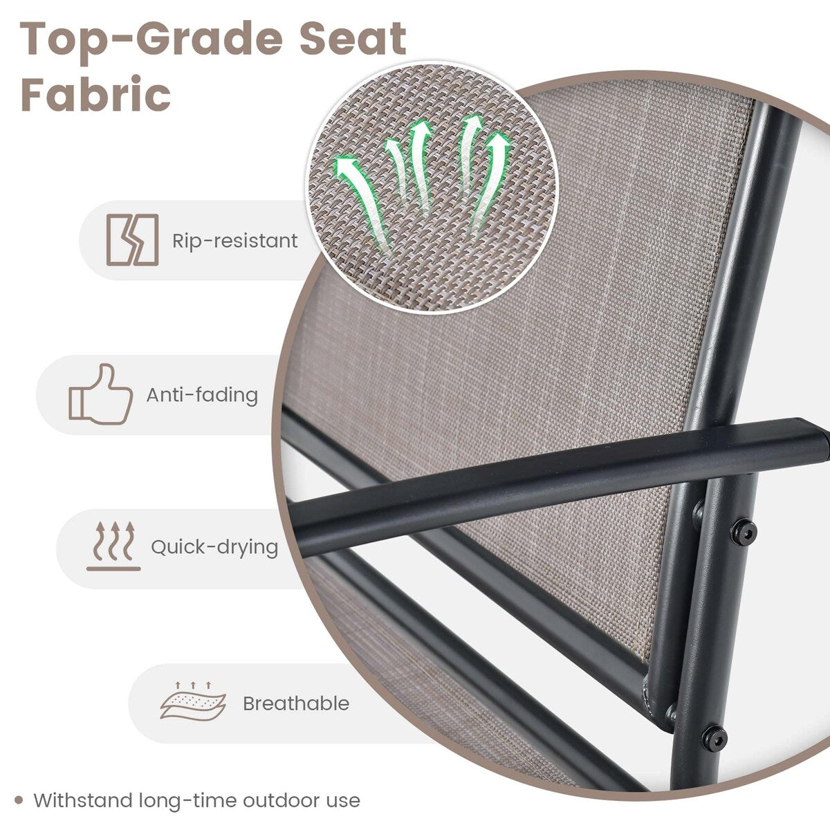 2PCS Patio Glider Set Single Rocking Chair Heavy-Duty Metal Frame