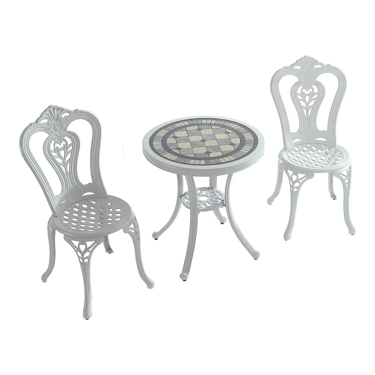 3-Piece Cast Aluminum Bistro Table and Chairs Set