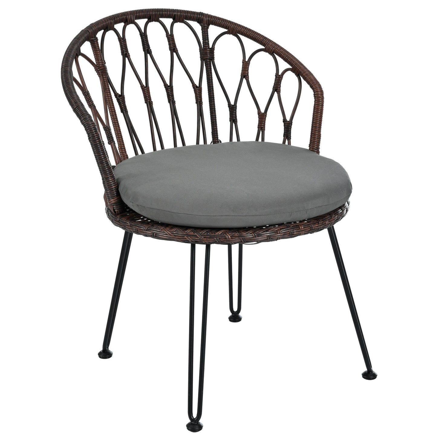 3-Piece Outdoor Patio Rattan Conversation Leisure Chairs Set with 2 Chair and Glass Coffee Table