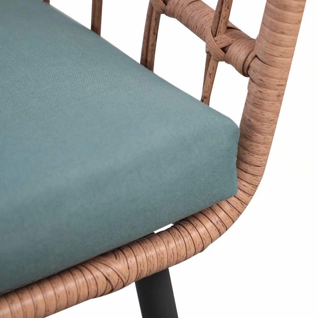 3-Piece Outdoor Wicker Bistro Set with Cushions