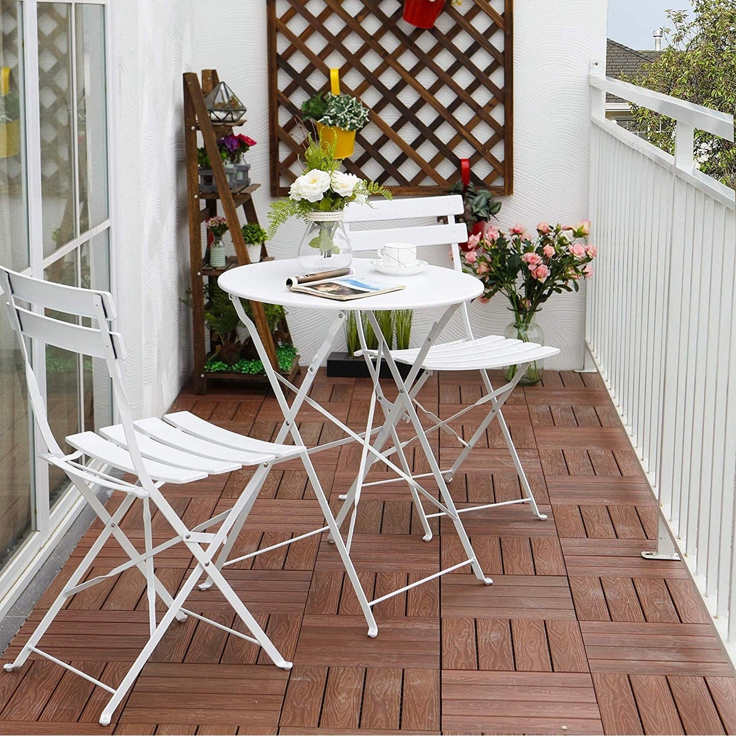 Clihome Outdoor 3 Piece Premium Steel Patio Bistro Set