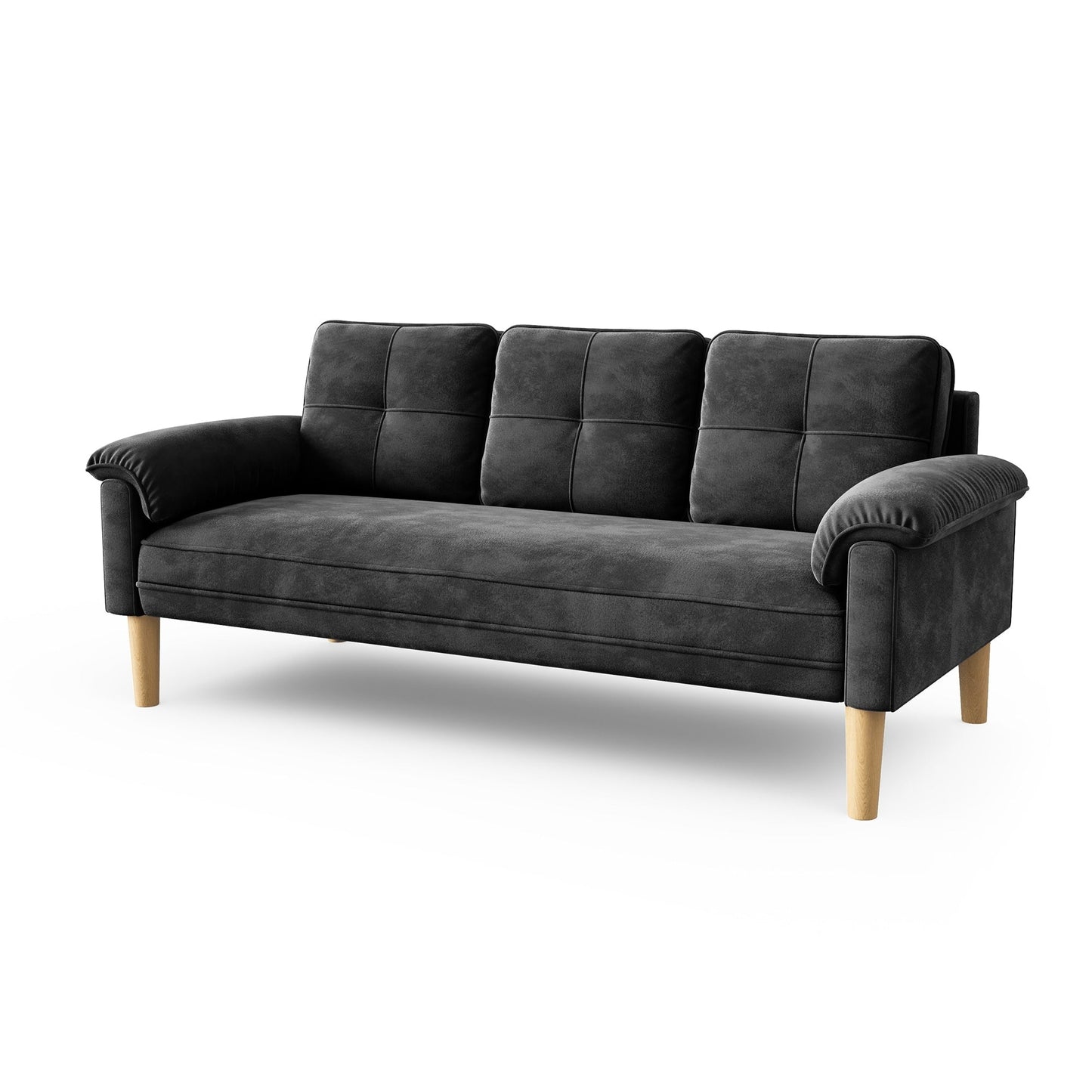 3-Seater Modern Upholstered Sofa, Convertible Sofa, Sofa Bed with Sturdy Wooden Legs for Living Room