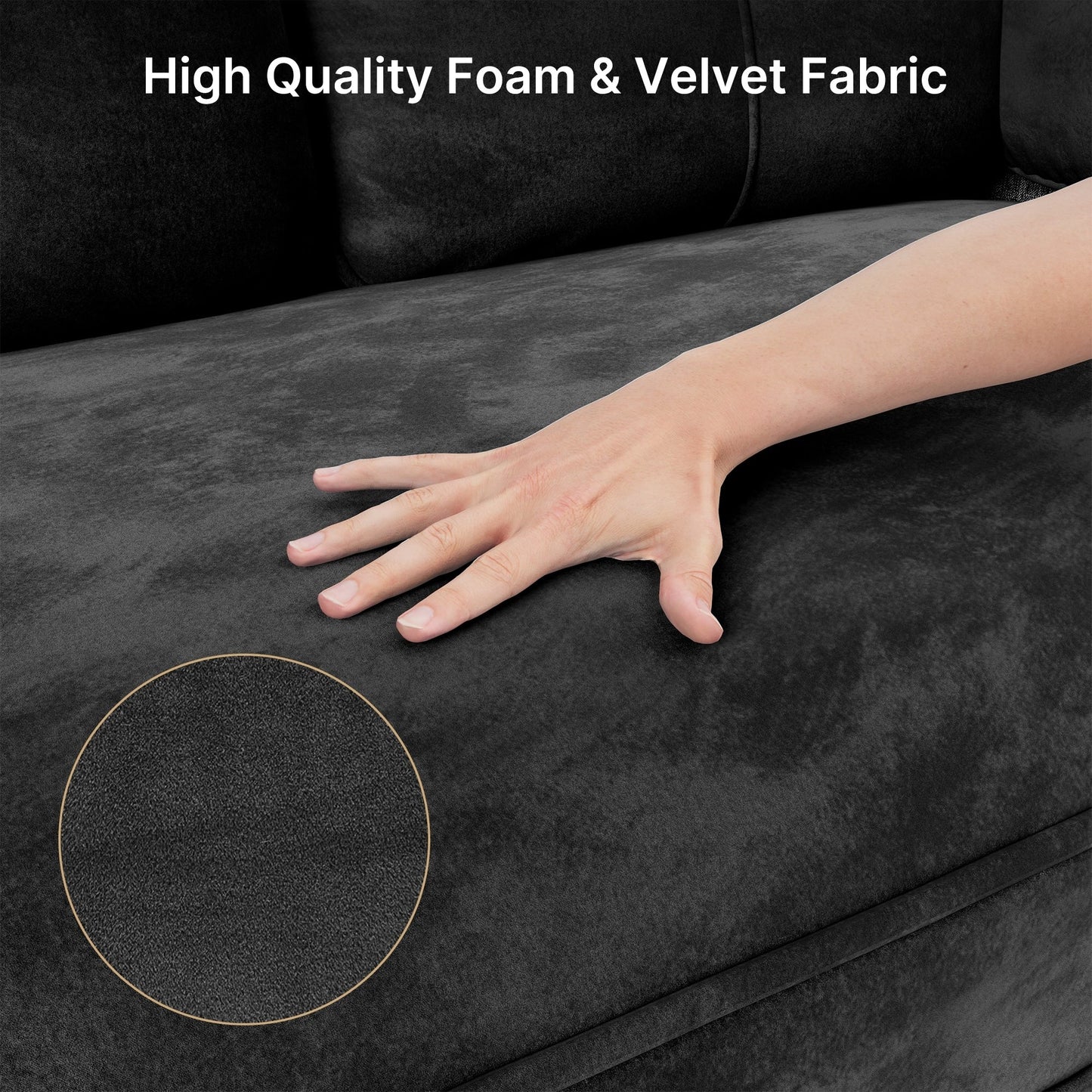 3-Seater Modern Upholstered Sofa, Convertible Sofa, Sofa Bed with Sturdy Wooden Legs for Living Room