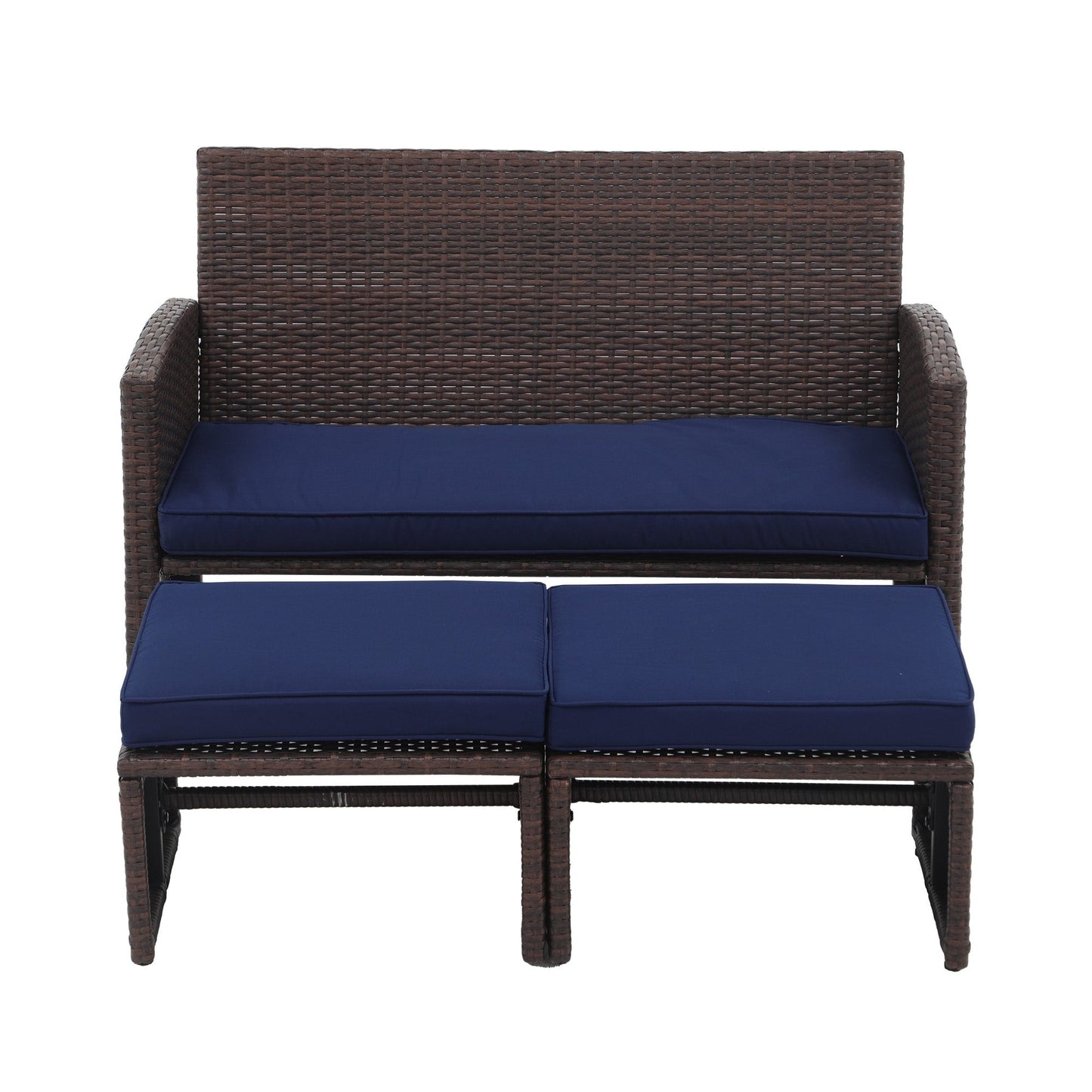 3-piece Outdoor Rattan Sofa Set with Cushions