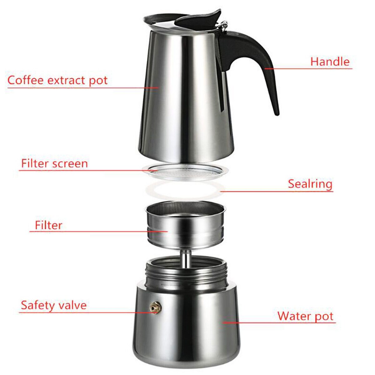 300ml Stainless Moka Coffee Maker Pot