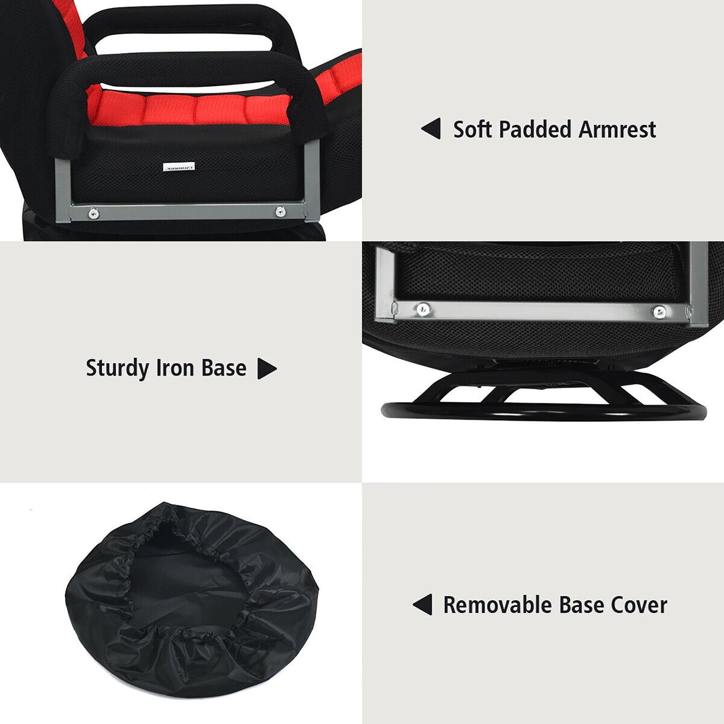 360-Degree Swivel Gaming Floor Chair with Foldable Adjustable Backrest