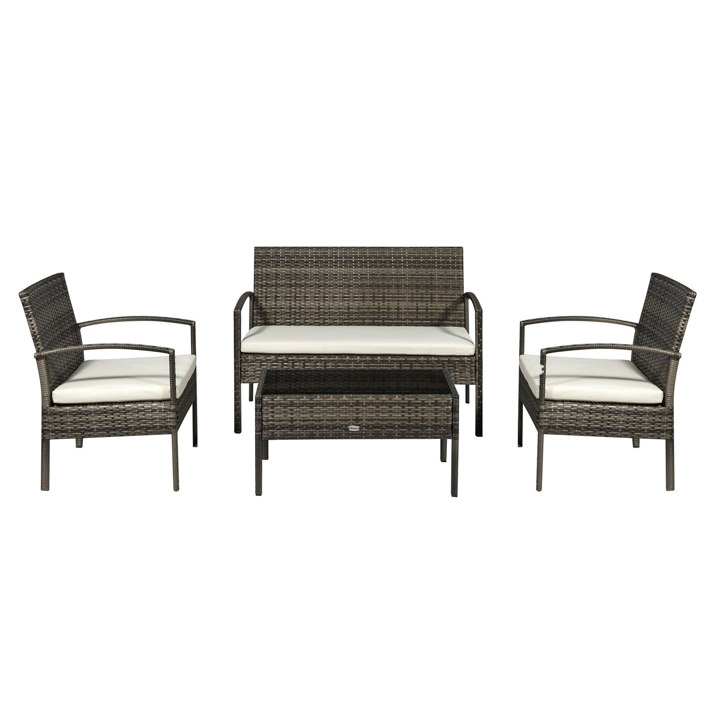 4 Piece Outdoor Rattan Wicker Patio Conversation Set