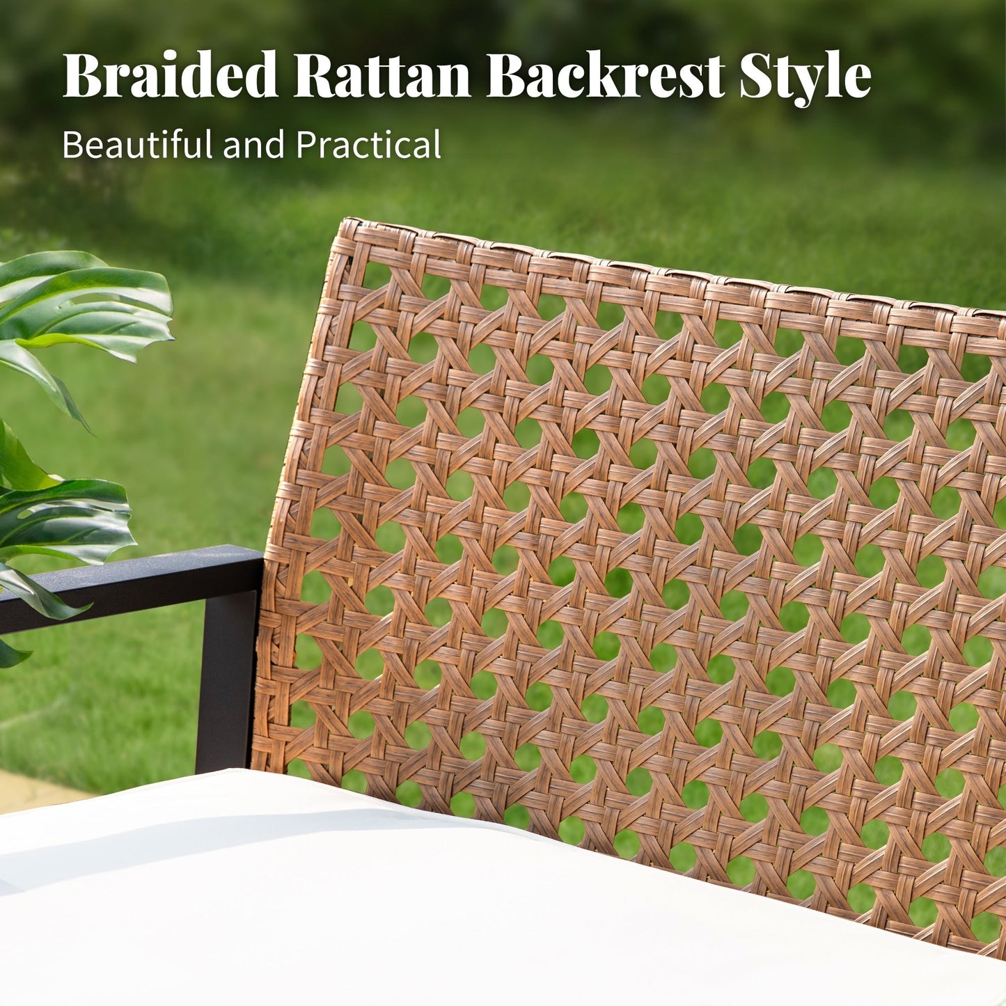 4-Piece Patio Furniture Wicker Outdoor Bistro Set, All-Weather Rattan Wood Conversation Set with Soft Cushions by Havenside Home