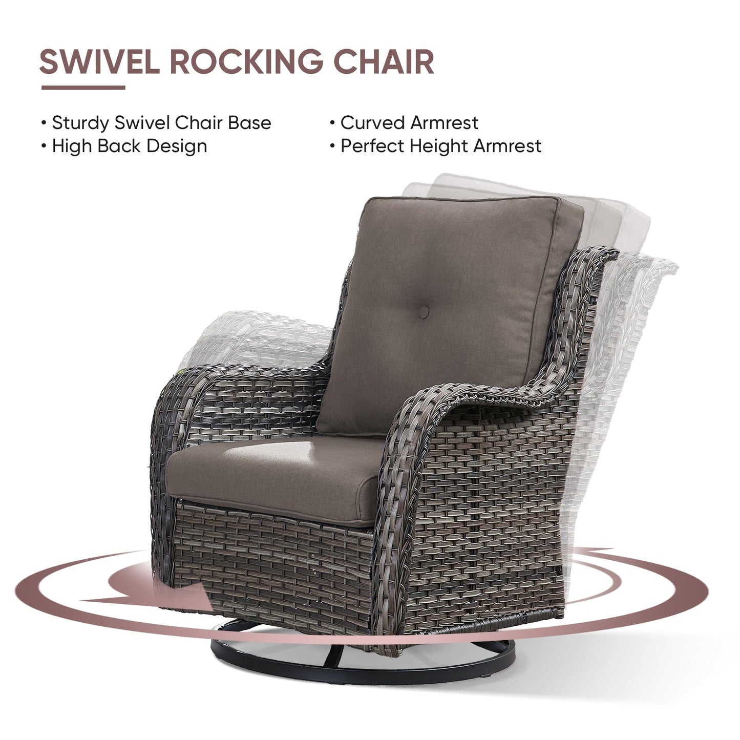 Gymojoy 4-Piece Patio Sofa with Swivel Glider Chair Set