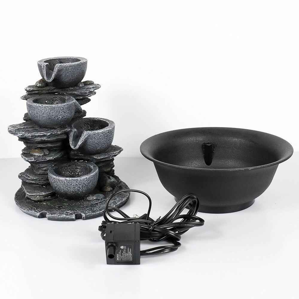 4-Tier Water Fountain Indoor Relaxation Waterfall Feature for Home