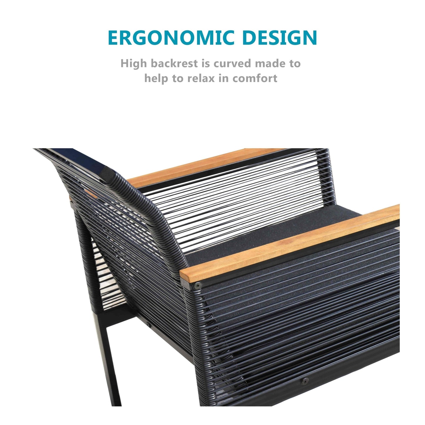 4-pc. Black Wicker Cord Patio Conversation Set