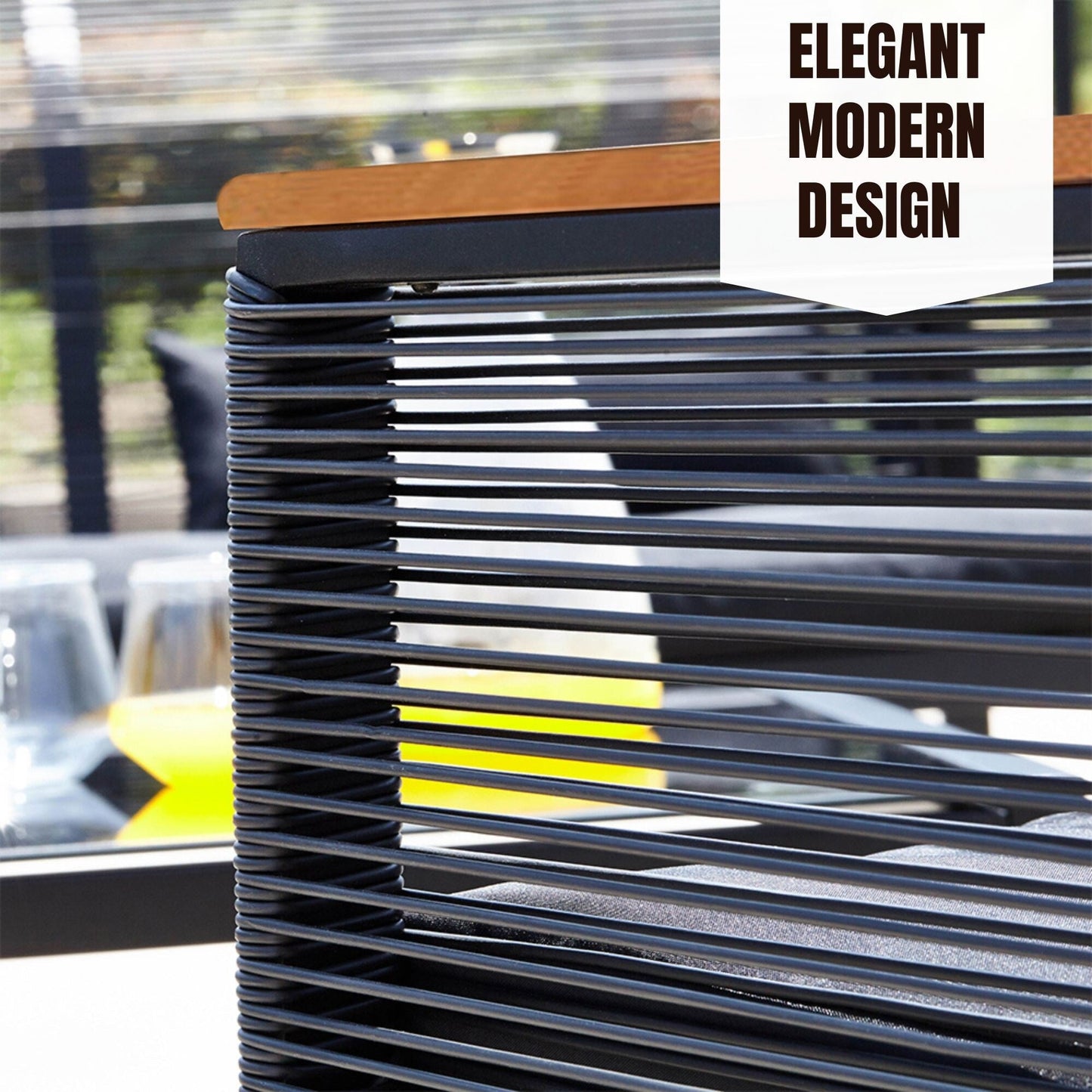 4-pc. Black Wicker Cord Patio Conversation Set