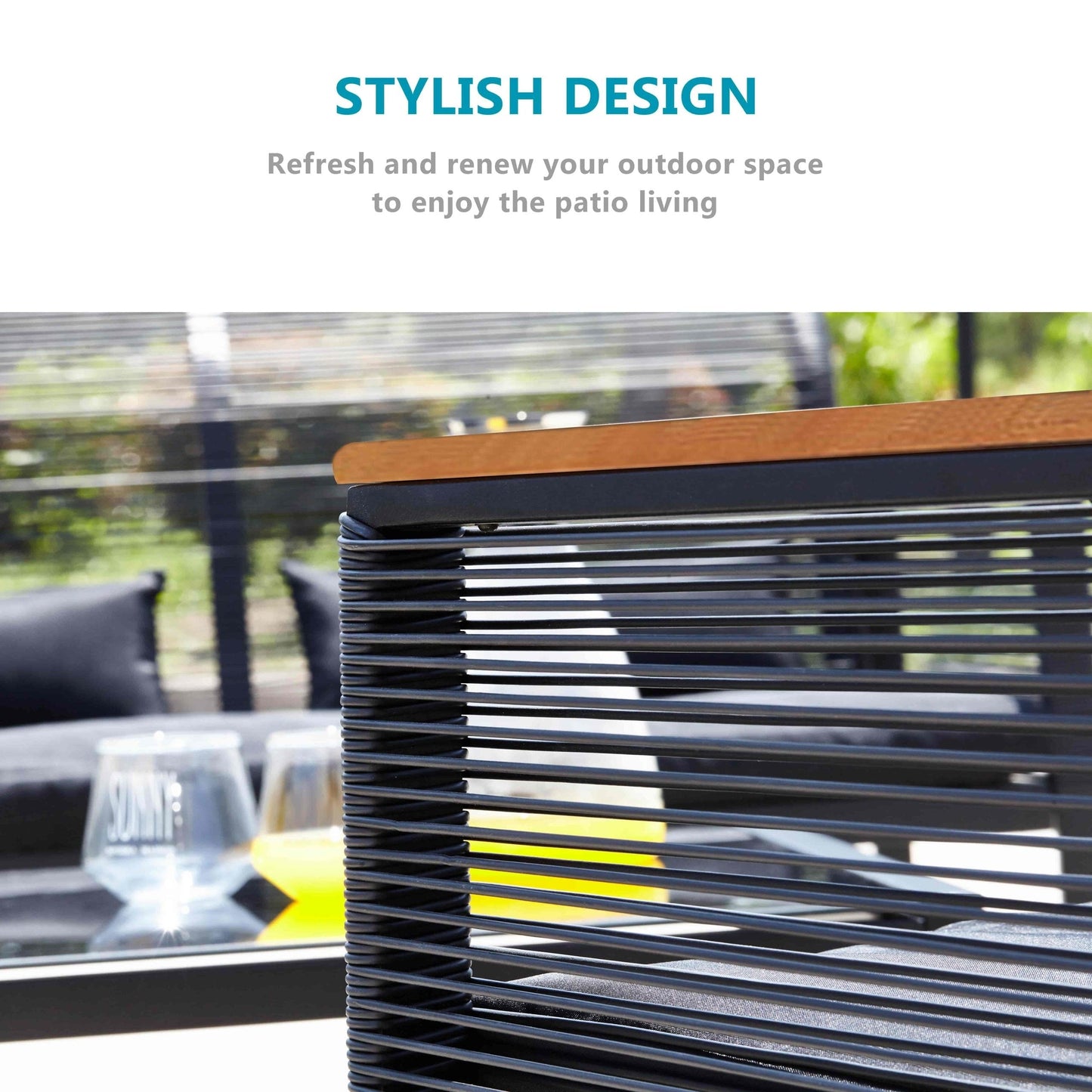 4-pc. Black Wicker Cord Patio Conversation Set