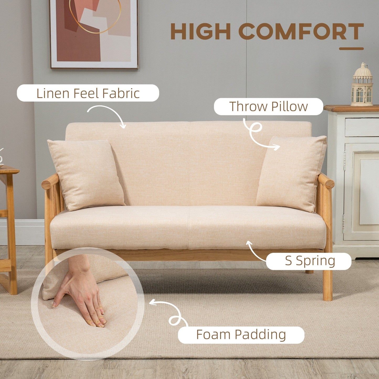 48 Loveseat Sofa for Bedroom, Modern Love Seats Furniture, Upholstered Small Couch for Small Space