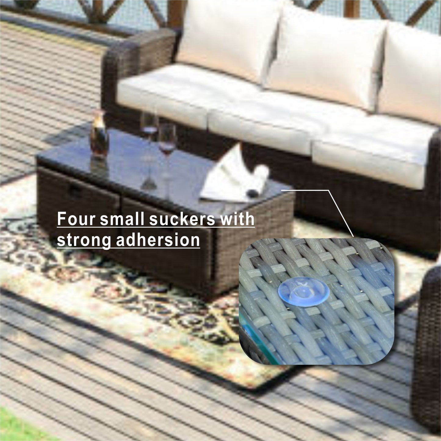 5-Piece Outdoor Wicker Sofa Set with Aluminum Firepit Table