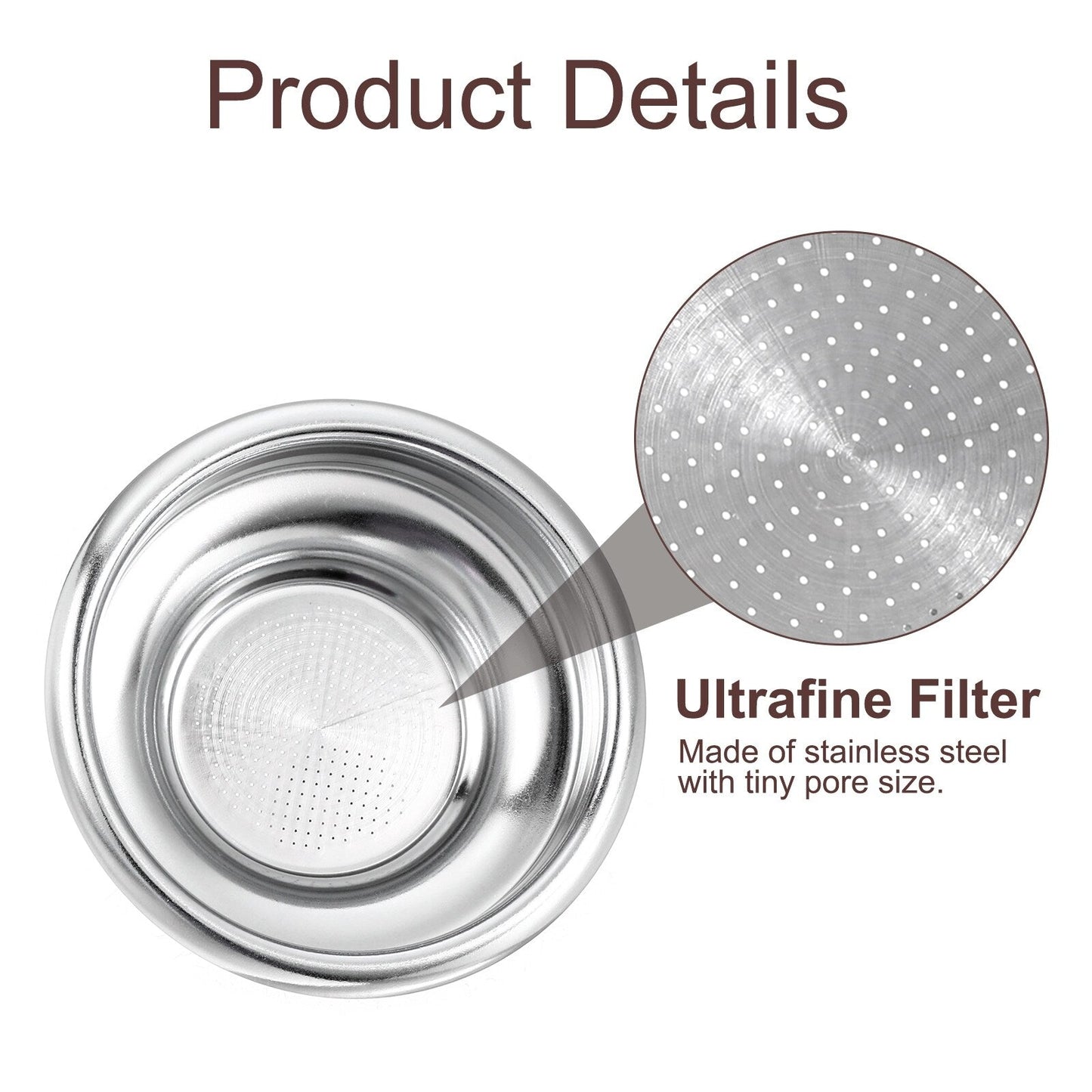 58mm Coffee Filter Basket, 1-Cup Stainless Steel Espresso Coffee Machine Bowl - Silver