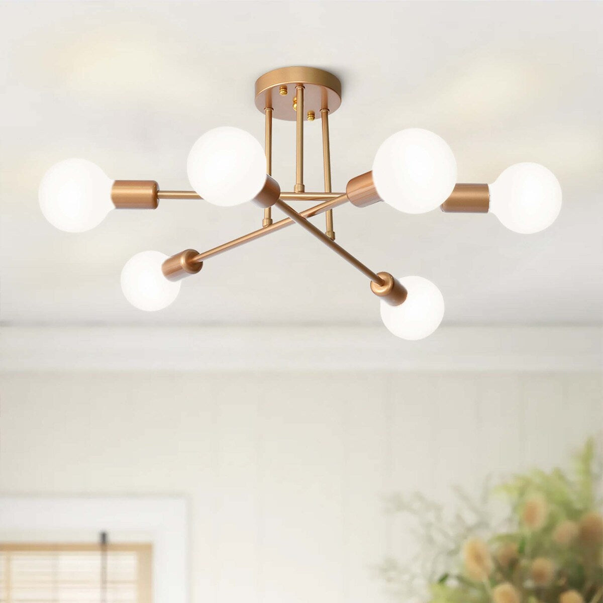 6 - Light Modern Metal 23.62'' Sputnik Semi-Flush Mount Ceiling Light