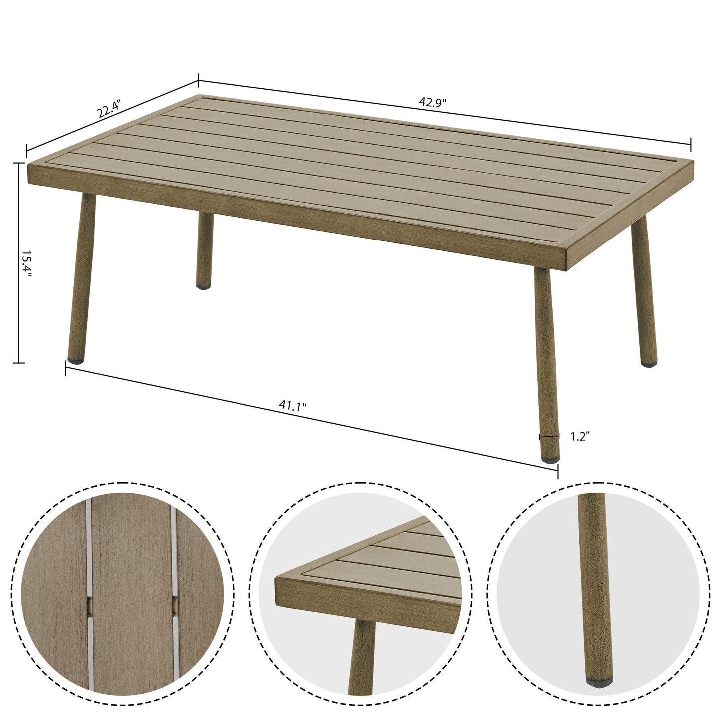 6-Piece Aluminum Patio Conversation Set, 3-Seat Outdoor Couch with Ottomans and Coffee Table