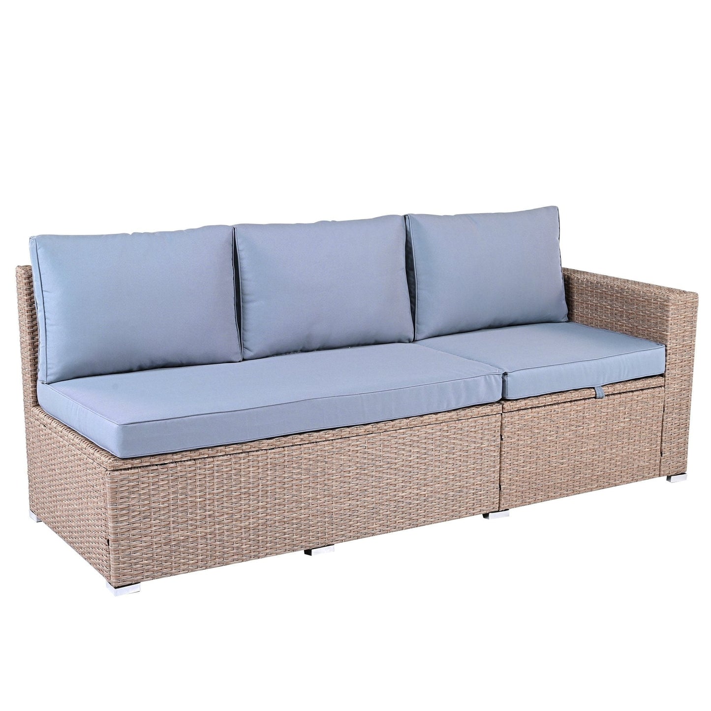 6-Piece PE Rattan Patio Sofa Set with Storage & Adjustable Seats