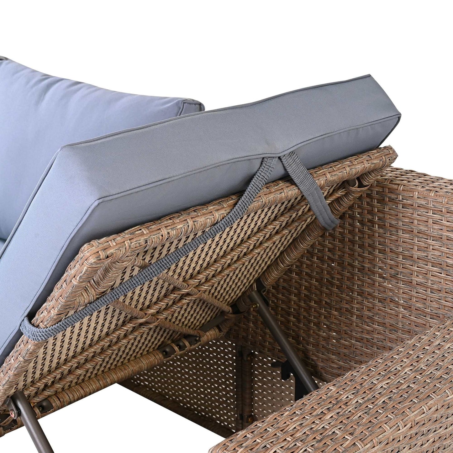 6-Piece PE Rattan Patio Sofa Set with Storage & Adjustable Seats