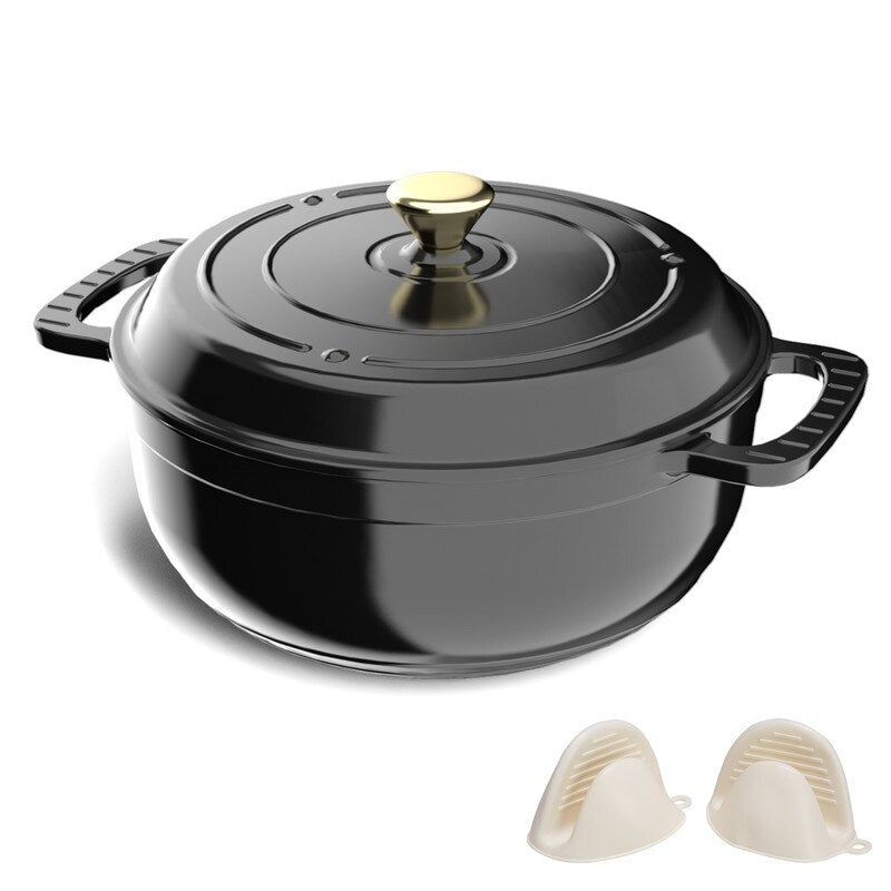6 QT. Enameled Cast Iron Round Dutch Oven in Red with Lid