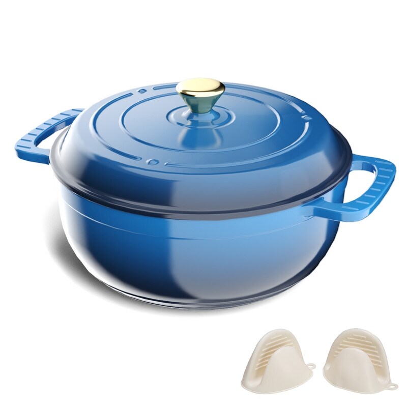 6 QT. Enameled Cast Iron Round Dutch Oven in Red with Lid