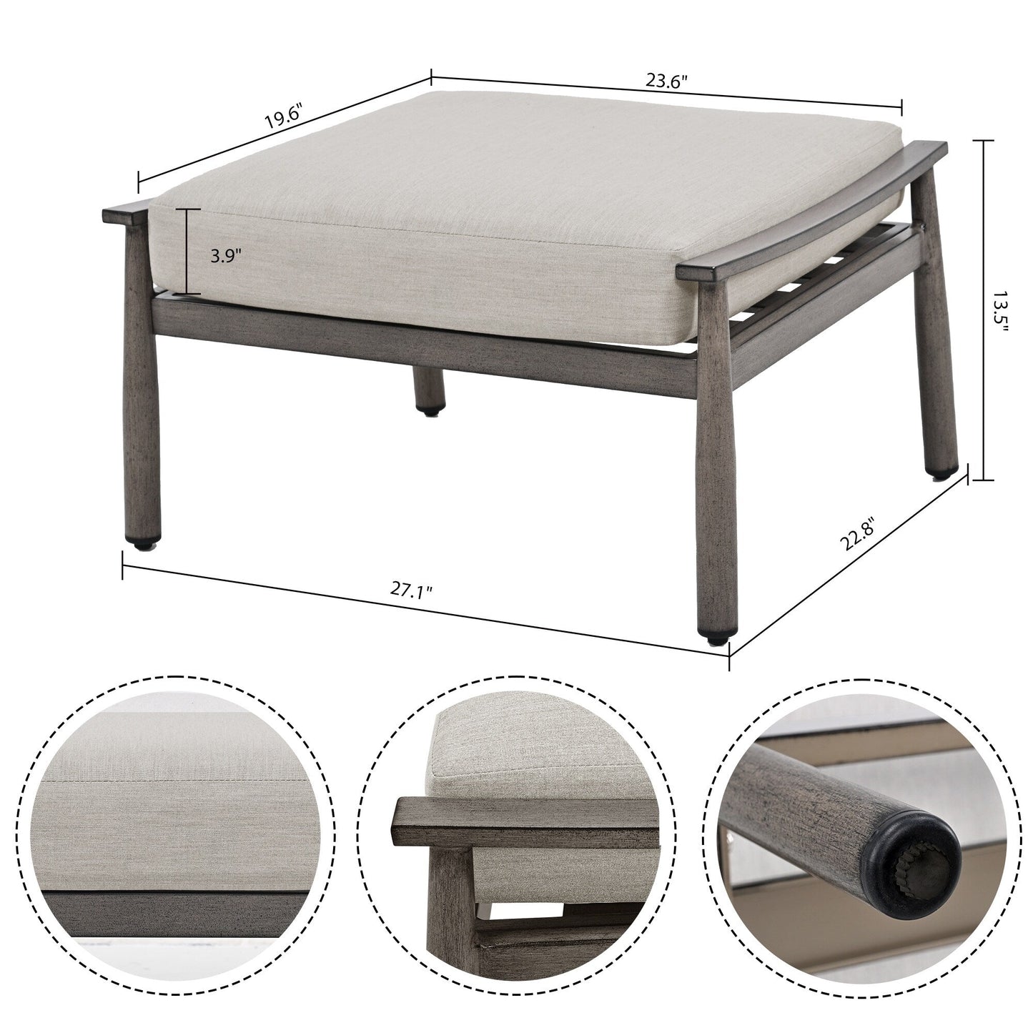7-Piece Aluminum Patio Conversation Set, 3-Seat Outdoor Couch and Loveseat with Ottomans and Coffee Table