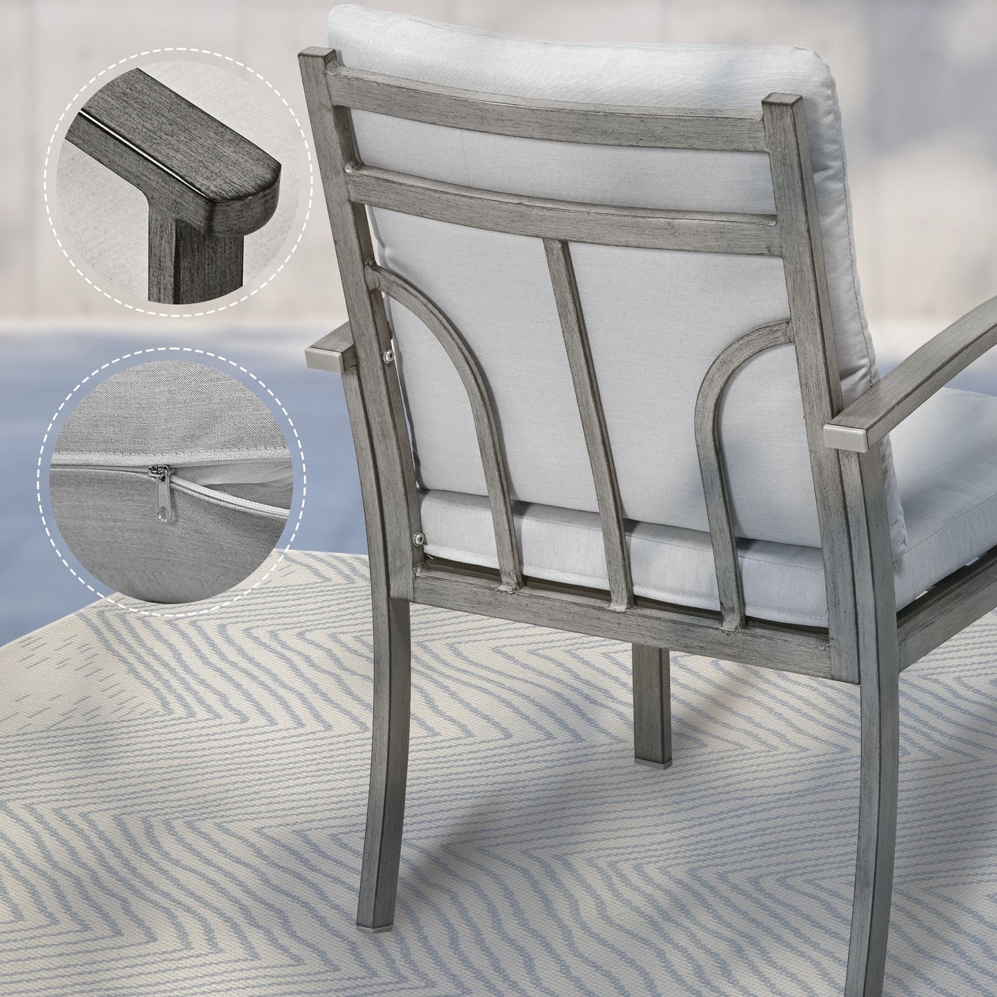 9-Piece Aluminum Patio Dining Set with 2 Swivel Dining Chairs and 6 Dining Chairs and Washable Cushions