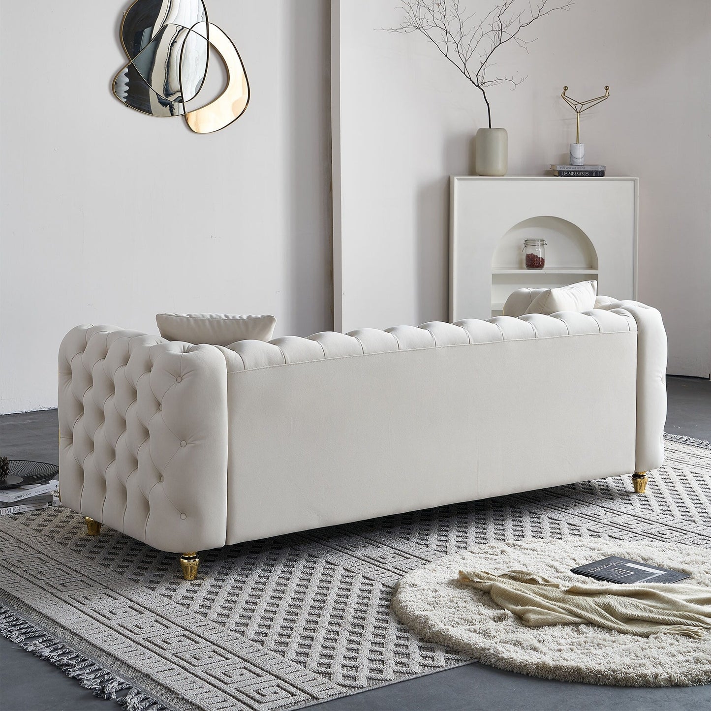 86'' W Luxury Modern Tufted Sofa with 2pcs of toss pillows for Living Room ,Bedroom