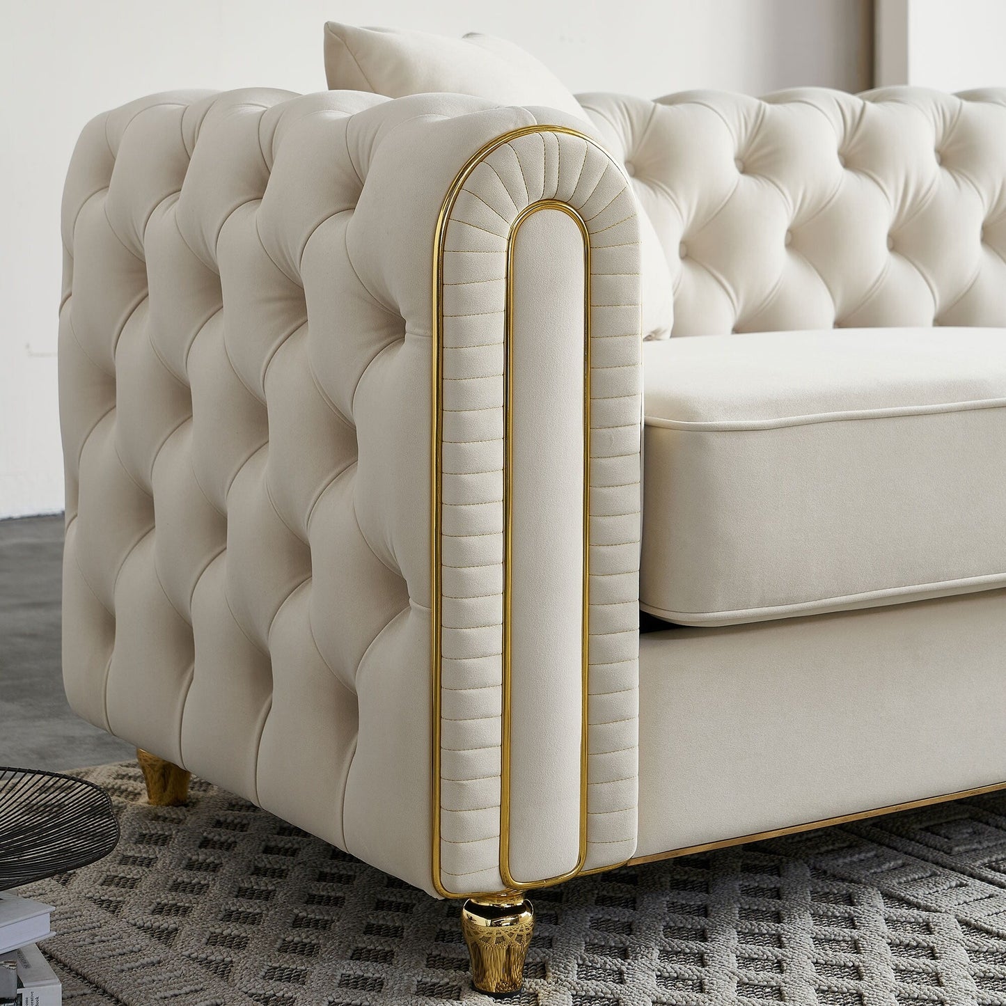 86'' W Luxury Modern Tufted Sofa with 2pcs of toss pillows for Living Room ,Bedroom
