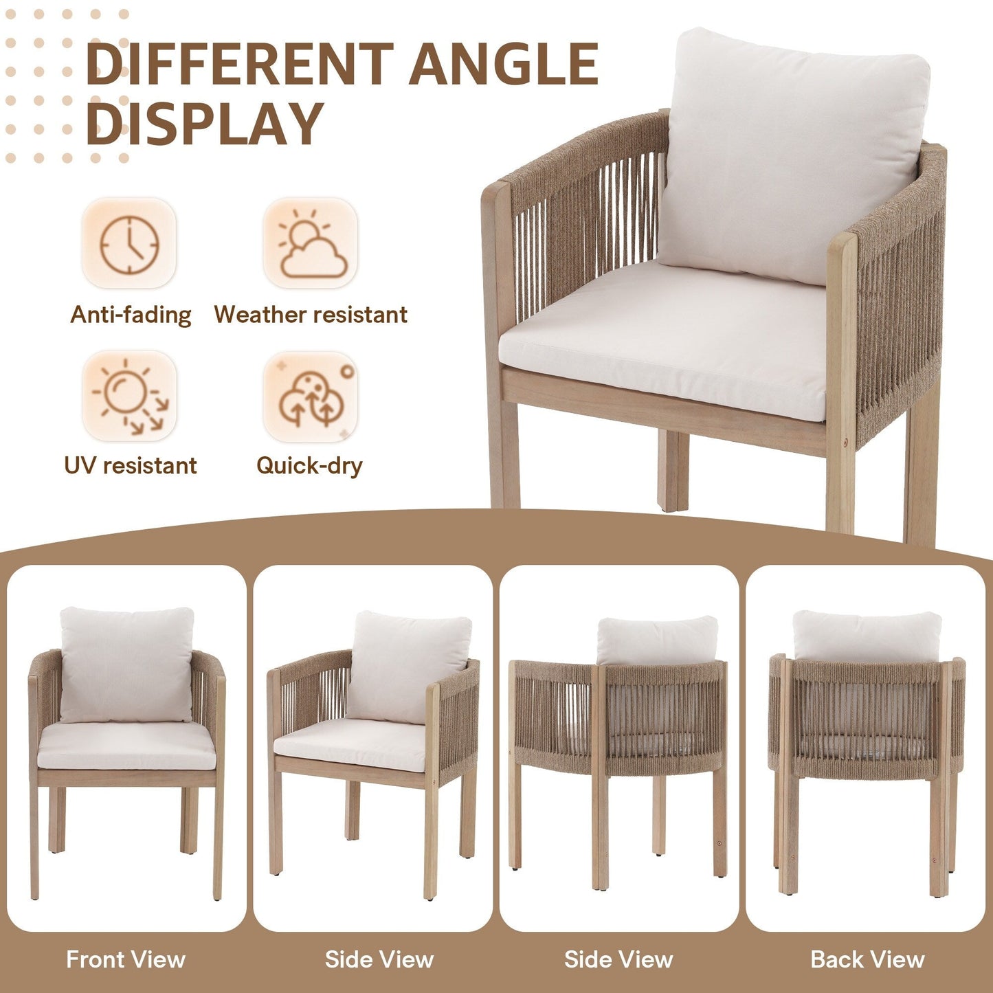 9 - Piece Wooden Outdoor Dining Set with Cushions