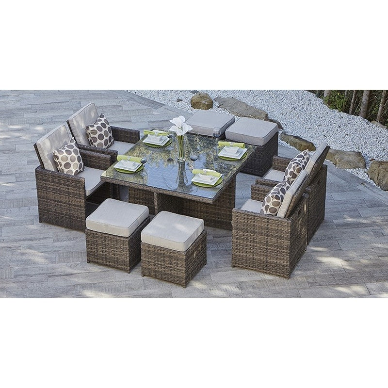 9-piece Outdoor Dining Table Set with Cushions