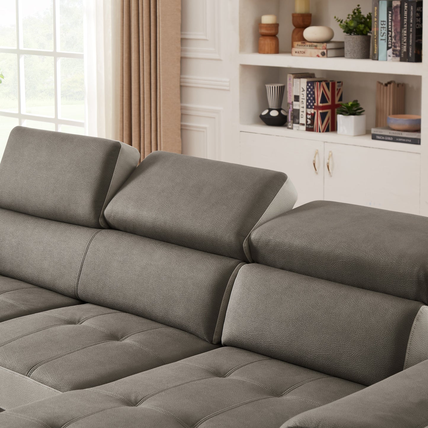 96 Wide Sleeper Sofa Chaise Reversible with Pull-Out Bed